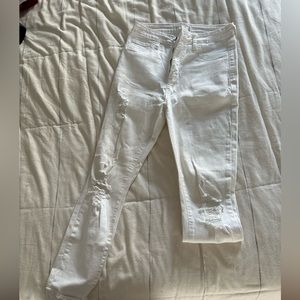 White Ripped Cropped Pants